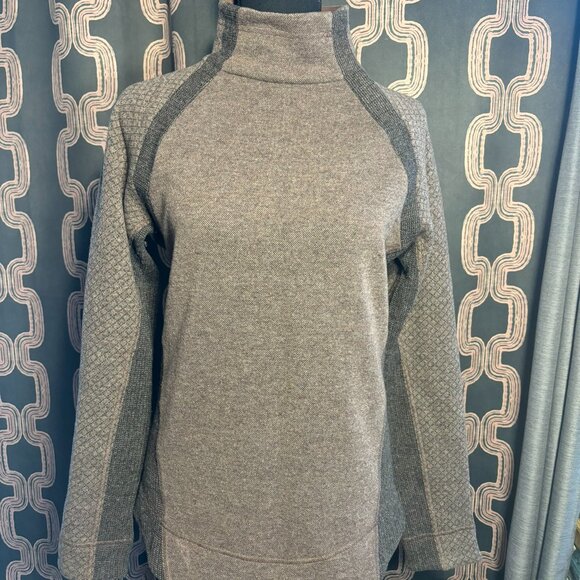 Prana Wool Sweater with asymetrical snap collar feature in Brown size XS - Picture 8 of 11